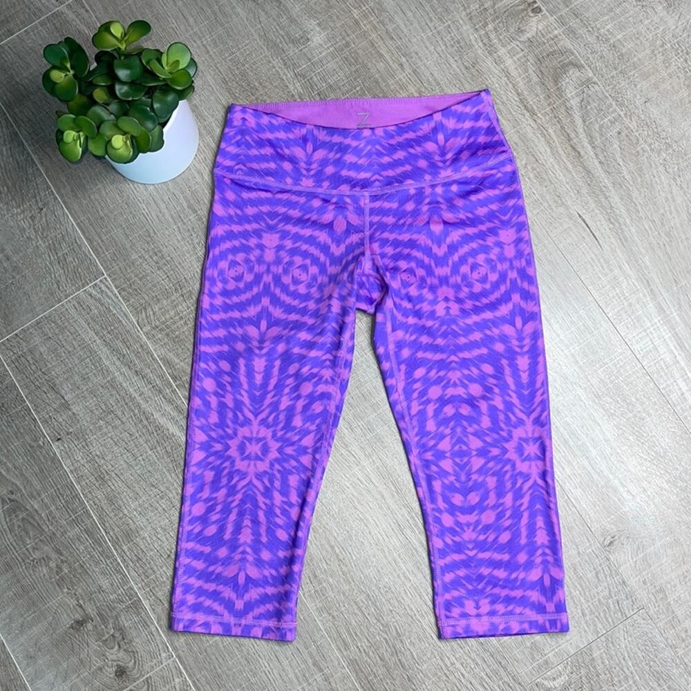 Z by ZELLA Purple Pink Crop Abstract Print Workout Leggings Women’s